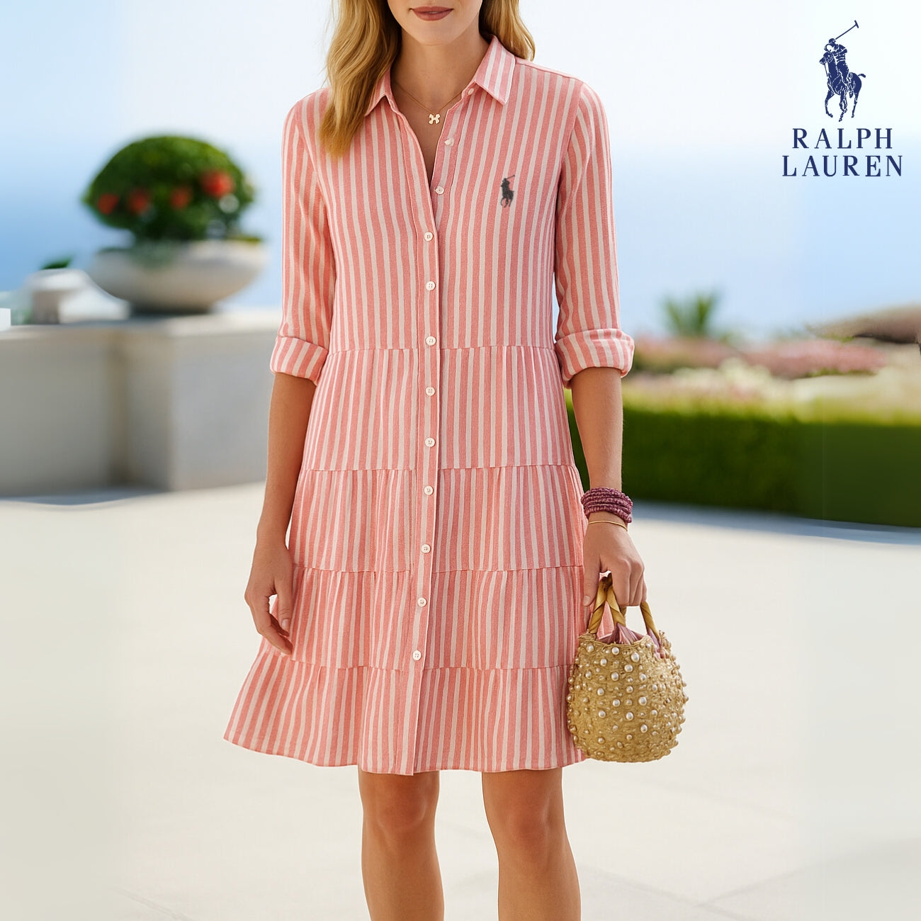 RALPH LAUREN - Abito chemisier a righe